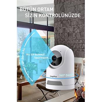 1080P FULLHD - HAREKETL� KABLOSUZ G�VENL�K KAMERASI - BEBEK KAMERASI - 360 DERECE G�R��