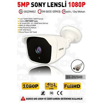 5MP Lensli 1080P FullHD AHD Gvenlik Kameras Kamera Sistemleri iin Gece Grl Su Geirmez