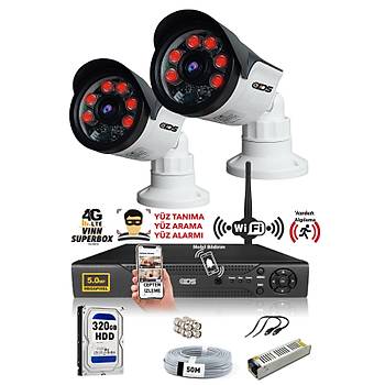 2 Kameralı SET - 5MP SONY Lensli Full HD Gece Görüşlü Güvenlik Kamerası Sistemi - Cepten İzle