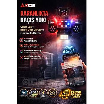 4 Lens 20MP Ultra HD Tam Kontrol Sim Kartl� G�ne� Enerjili Kamera 12xZoom �akar Led SD Kart Hediye