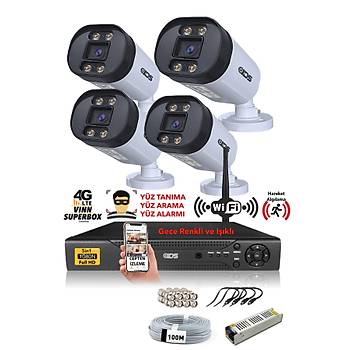 IDS - 4 KAMERALI 5MP LENSL 1080P FULLHD GECE RENKL FULL KAMERA SET - SU GERMEZ - CEPTEN ZLE