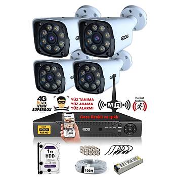 IDS - 4 KAMERALI 5MP LENSL 1080P FULLHD GECE RENKL KAMERA SET - SU GERMEZ - CEPTEN ZLE