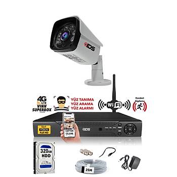 1 Kameralı SET - 5MP SONY Lensli Full HD Gece Görüşlü Güvenlik Kamerası Sistemi 320 Dış
