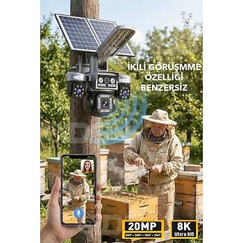 3 OTOMAT�K 4 KAMERA 20MP 8K 4G SOLAR G�NE� ENERJ�L� KAMERA - Y�KSEK I�IKLI �AKAR LED SD KART DAH�L