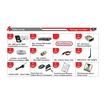 2 KAMERALI FULLHD G�VENL�K KAMERASI SET� - GECE G�R��L� 9 LED - CEPTEN �ZLE - HARD D�SKS�Z