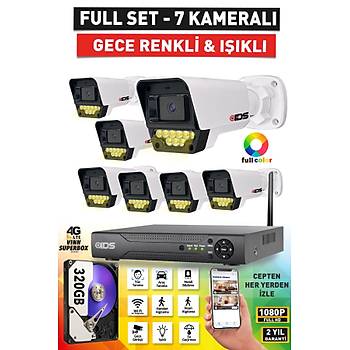 7 KAMERALI 1080P FULLHD 5MP LENSL� 9 LED RENKL� GECE G�R��L� G�VENL�K KAMERASI SET� - 320GB