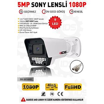 4 KAMERALI FULLHD 5MP LENSL� GECE G�R��L� 9 LED G�VENL�K KAMERASI SET� - 500GB