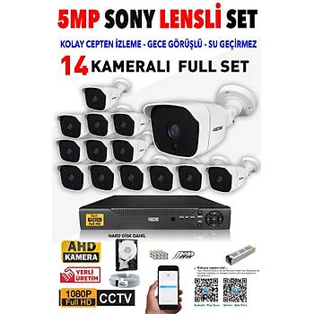 14 Kameralı SET - 5MP SONY Lensli Full HD Gece Görüşlü Güvenlik Kamerası Sistemi - Cepten İzle