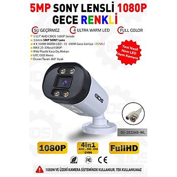 IDS - GECE RENKL - 5MP LENS 1080P FULLHD AHD GVENLK KAMERASI - 4XULTRA WARM LED