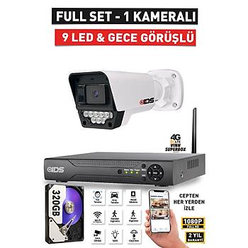 1 KAMERALI FULLHD 1080P 5MP LENSL� 9 LED GECE G�R��L� G�VENL�K KAMERASI SET� - 320GB