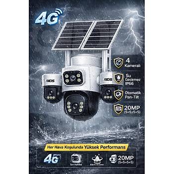  4 Kameral� 3 Otomatik 20MP 4G G�ne� Enerjili Solar G�venlik Kameras� 180GB �nternet 128GB SD Kart