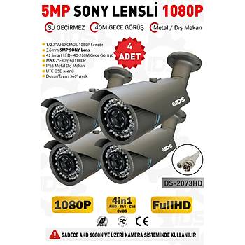 5MP Lensli 1080P FullHD AHD Güvenlik Kamerası Kamera Sistemleri için Gece Görüşlü Su Geçirmez 4 Adet