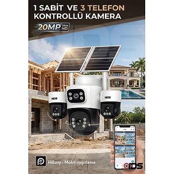 4 Kameral� 3 Otomatik - 4G G�ne� Enerjili Solar G�venlik Kameras� Ki�i Takip Dual Led Gece Renkli
