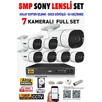 IDS - 7 Kameral 5MP SONY Lensli 1080P FullHD Gvenlik Kameras Sistemi - Cepten zle - 1TBD