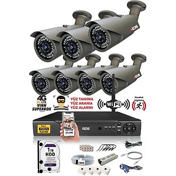 IDS - 7 Kameral 5MP Lensli 1080P FullHD Gvenlik Kameras Sistemi - Cepten zle - 1TBD