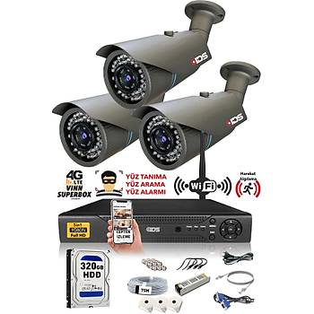 3 KAMERALI 5MP LENSL 1080P FULLHD KAMERA SET - GECE GRL - SU GERMEZ - CEPTEN ZLE