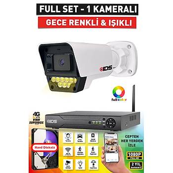 1 KAMERALI 1080P FULLHD 5MP LENSL� RENKL� GECE G�R��L� G�VENL�K KAMERASI SET� - NOHDD