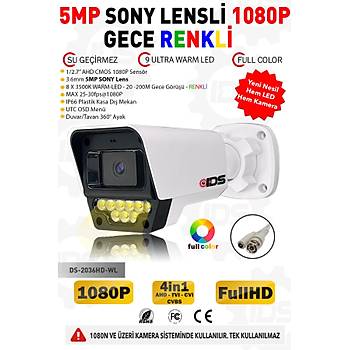 4 KAMERALI FULLHD 5MP LENSL� RENKL� GECE G�R��L� 9 LED G�VENL�K KAMERASI SET� - 250GB