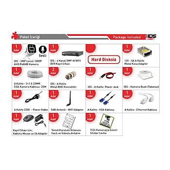 SESL� - 1 KAMERALI FULLHD GECE RENKL� VE I�IKLI G�VENL�K KAMERASI - KAMERA SET� HARD D�SKS�Z