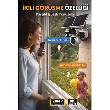 20MP 4 KAMERA 360 �ZLEME 4G G�NE� ENERJ�L� S�M KARTLI G�VENL�K KAMERASI - �NTERNET VE 128GB SD KART
