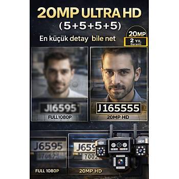 4 Kamera 20MP UltraHD G�ne� Enerjili Sim Kartl� 360 G��l� Batarya 12xZoom G�venlik Kameras�