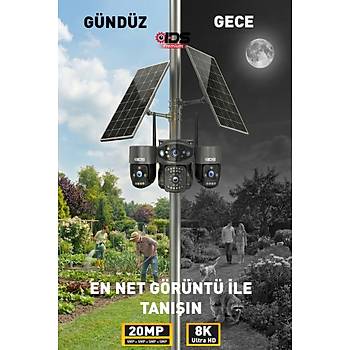 4 KAMERALI 3 OTOMAT�K 4G SOLAR G�VENL�K KAMERASI - 20MP - 1 YIL HER AY 50GB �NTERNET + SD KART DAH�L