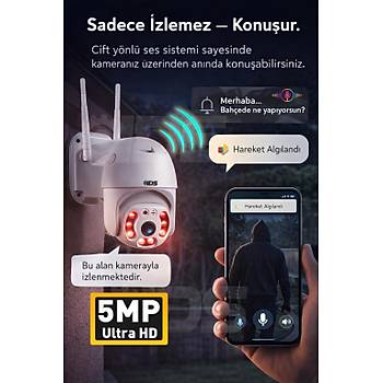 WIFI KAMERA 5MP �ST�N G�R�NT� - 360 HAREKET �ZELL��� DUAL LED SE�ENE�� - �NSAN HAREKET ALGILAMA