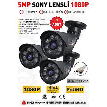 IDS - 5MP Lensli 1080P FullHD AHD Güvenlik Kamerası Gece Görüşlü Su Geçirmez 2015-BLACK-3