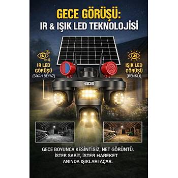 3 D�NEN KAMERA 9MP G�NE� ENERJ�L� KAMERA - SOLAR KAMERA - �AKAR LED - S�REN - HAREKET ALGILAMA