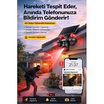 3 D�NEN KAMERA 9MP G�NE� ENERJ�L� KAMERA - SOLAR KAMERA - �AKAR LED - S�REN - HAREKET ALGILAMA