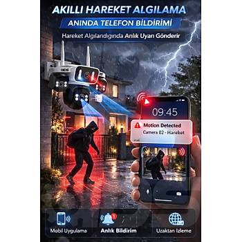 20MP 4 Kameral� G�ne� Enerjili 4G G�venlik Kameras� 600GB �nternet 128GB SD Kart �st�n Gece G�r��l�