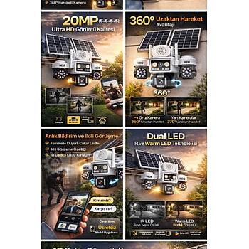 3 OTOMAT�K 20MP 4 KAMERA SOLAR 4G G�NE� ENERJ�L� G�VENL�K KAMERASI 128GB SD KART VE 20GB �NTERNET