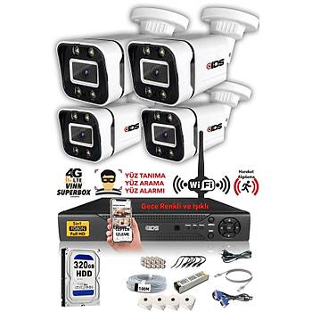 IDS - 4 KAMERALI 5MP SONY LENSL 1080P FULLHD GECE RENKL FULL KAMERA SET - SU GERMEZ - CEPTEN ZLE