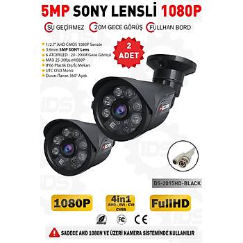 IDS - 5MP Lensli 1080P FullHD AHD Güvenlik Kamerası Gece Görüşlü Su Geçirmez 2015-BLACK-2