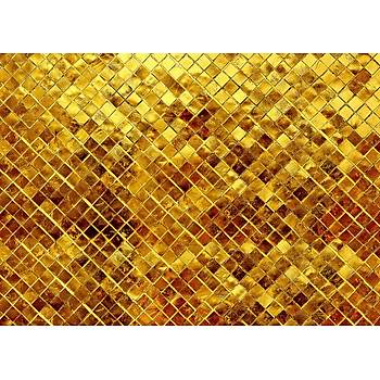 Premium Duvar Kad  Boyutlu 3D Altn Gold Sar Kare Bloklar Poster 3D-12-ICPS
