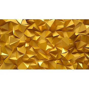 Premium Duvar Kad  Boyutlu 3D Altn Gold Sar gen Prizma Bloklar Poster 3D-19-ICPS