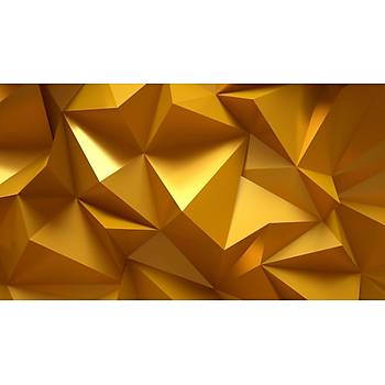 Premium Duvar Kad  Boyutlu 3D Altn Gold Sar gen Prizma Bloklar Poster 3D-18-ICPS