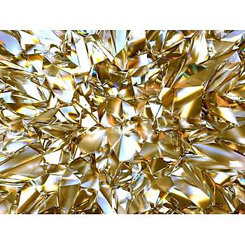 Premium Duvar Kad  Boyutlu 3D Altn Gold Sar Abstract Kristal Poster 3D-30-ICPS