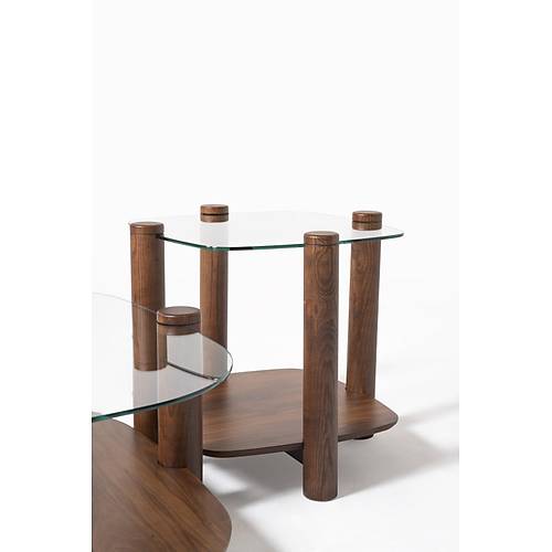 974 Ceviz Cam Orta Sehpa