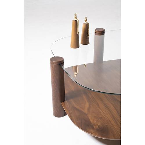 974 Ceviz Cam Orta Sehpa