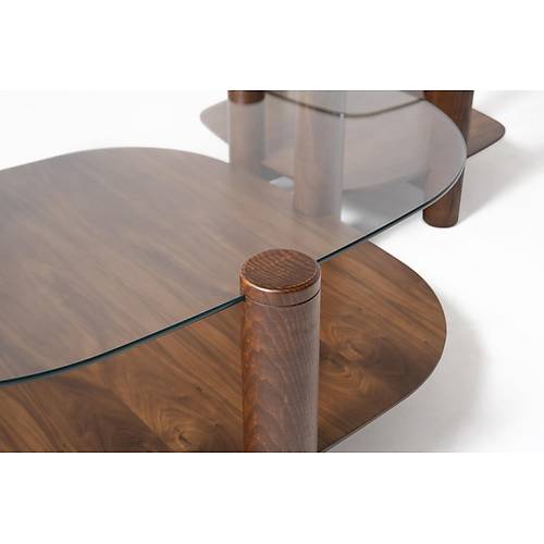 974 Ceviz Cam Orta Sehpa