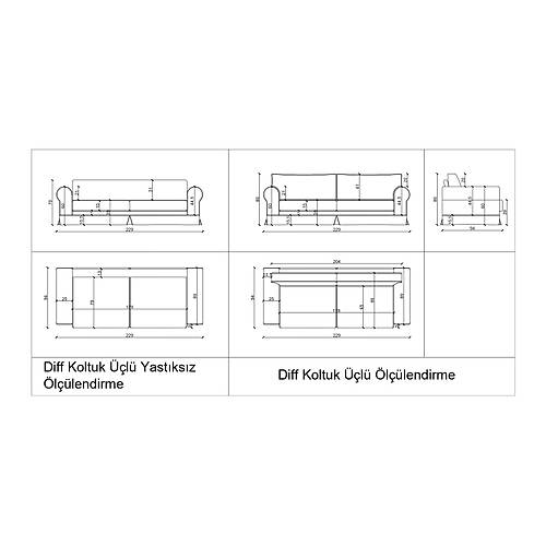Diff Mavi-BRT Koltuk Takm