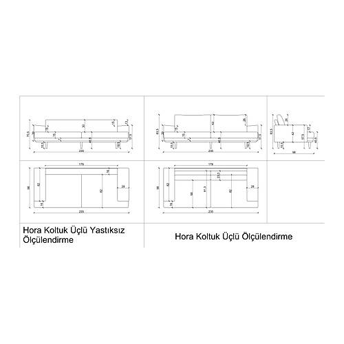 Hora Krem-BRT Koltuk Takm