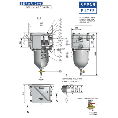 SWK 2000/40/M Separ Yak�t Filtre Haznesi