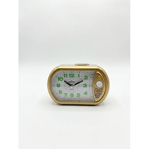 Enarose E3512 Gold Y�ksek Zil Sesli Fosforlu Masa Saati