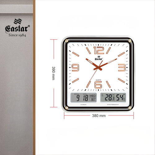 Eastar A593YG A Bizote Caml� Fosforlu Duvar Saati (S�cakl�k & Nem �l�er)