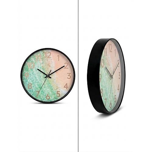 AW3505/S-TP Tropical Lagoon 35 cm Siyah �er�eveli Duvar Saati