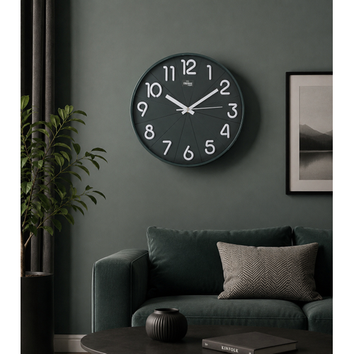 Enarose A25924-3 Dark Green 3D Kabartma Rakaml� Duvar Saati
