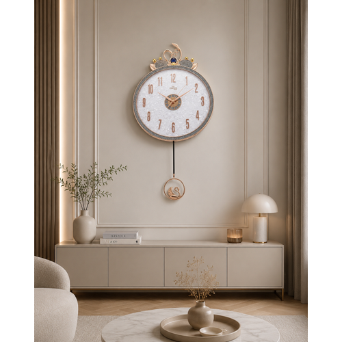 Enarose A552320 Silver Ice Flower Sarka�l� Duvar Saati