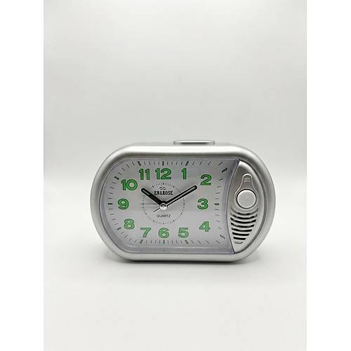 Enarose E3512 Silver Y�ksek Zil Sesli Fosforlu Masa Saati